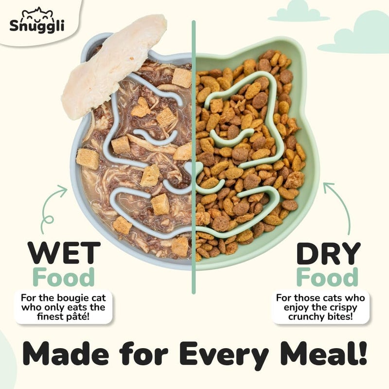 Snugli Slow Feeder Cat Bowl | Cat Puzzle Feeder for Slow Eating, Mental Enrichment, Digestion, & Bloat Relief | Non-Slip Silicone, Dishwasher Safe, 1 Cup (Matcha) - Image 4